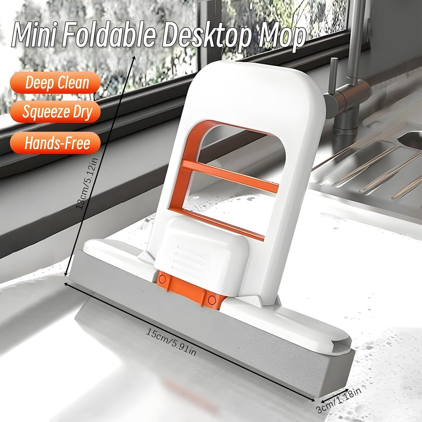 Mini Foldable Desktop Mop – Portable Handheld Sponge Cleaner for Kitchen, Bathroom Tiles & Small Spaces