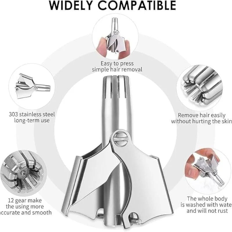 Premium Manual Nose & Ear Hair Trimmer – Stainless Steel Safe & Painless Grooming Tool