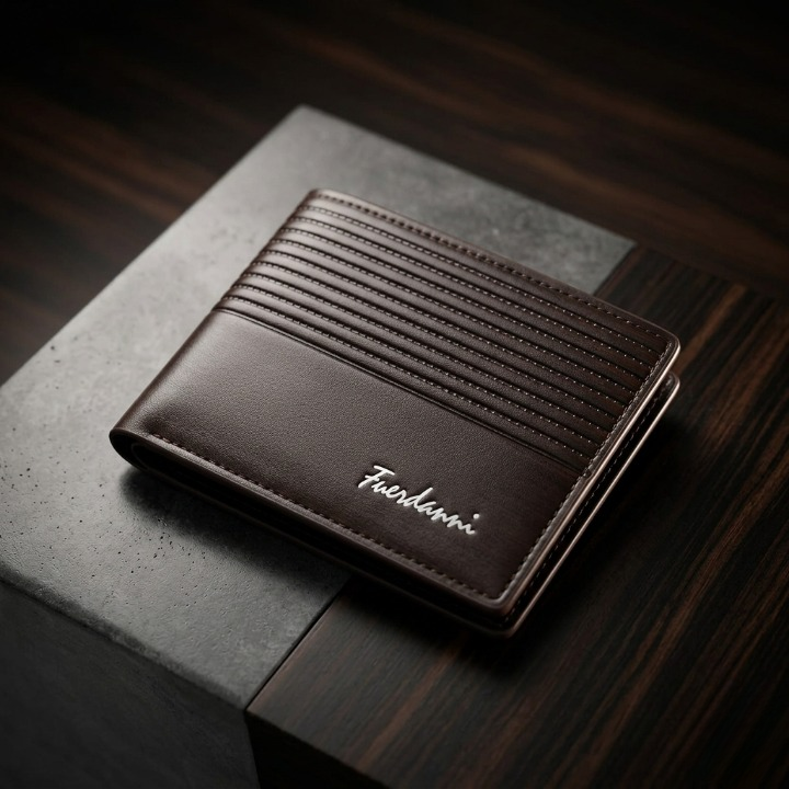 Luxury Classic Wallet – Elegant Textured Synthetic Leather Wallet for Men (Brown