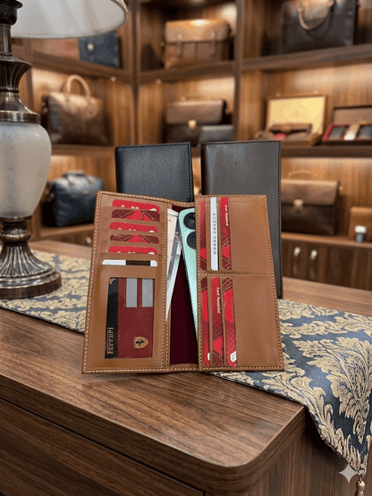 Premium Genuine Leather Long Wallet For Men & Women – Black