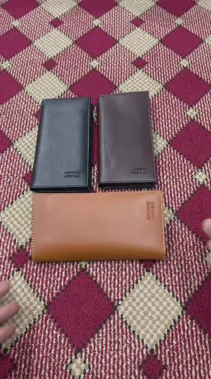 Premium Genuine Leather Long Wallet For Men & Women – Black
