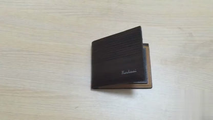 Luxury Classic Wallet – Elegant Textured Synthetic Leather Wallet for Men (Brown